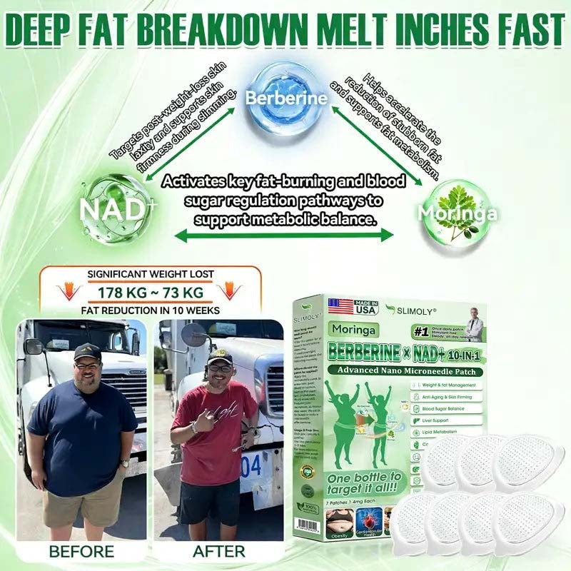 Official Store | Slimoly® Moringa + Berberine + NAD+ 10-in-1 Advanced Nano Microneedle Patch Once Daily • Visible Results in 7 Days