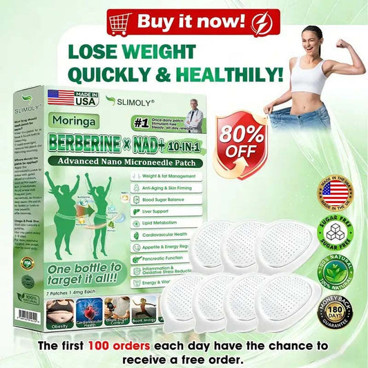 Official Store | Slimoly® Moringa + Berberine + NAD+ 10-in-1 Advanced Nano Microneedle Patch Once Daily • Visible Results in 7 Days