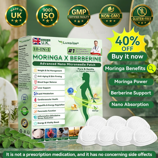 Luxarise® Moringa & Berberine 10-in-1 Nano Microneedle Patch (Once Daily, Visible Changes in 7 Days)